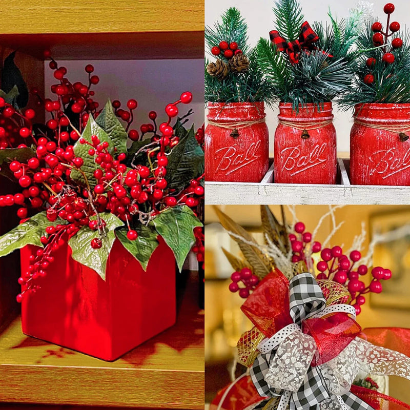 Artificial plant Holly Little Red Fruit New Year Christmas tree Home festival livingroom Wedding Decor diy gift Placement Prop