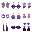 Purple Color Dangle Earrings for Women Bottle Pendants C-shaped Drop Earrings Flower Butterfly Earrings Party Gifts Wholesale