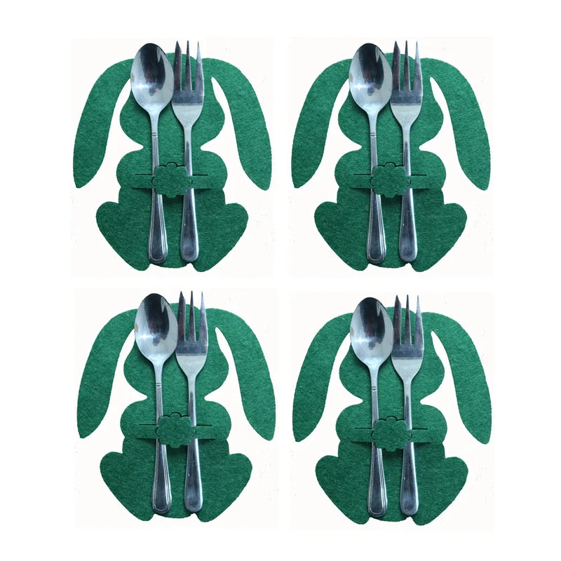 4Pcs/set Easter Knife Fork Bags Non-woven Cartoon Sheep Easter Rabbit Cutlery Holder Bag Tableware Organizer Easter Decorations