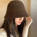 Autumn Winter Wool Bucket Hat Thicken Warm Simple Fashion Dome Wool Caps Panama Hats Bonnet for Women Solid Warm Bucket Hats