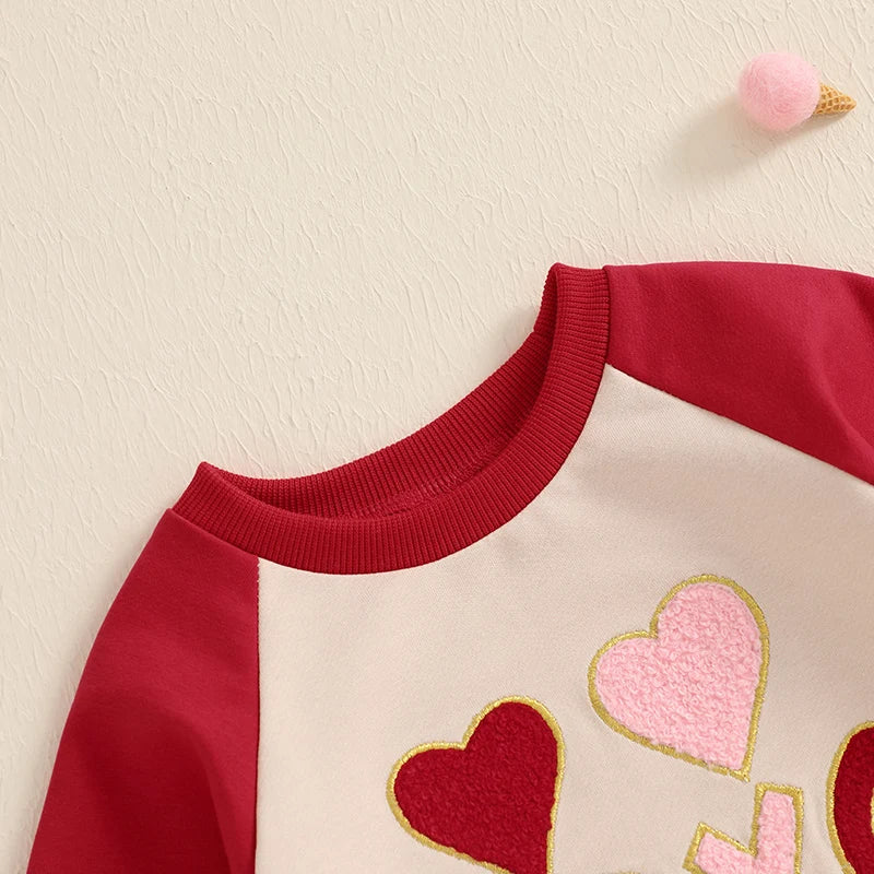 Valentine s Day Heart Print Long Sleeve Romper Jumpsuit for Infants Toddler Boys Girls Full Length Sweatshirt Bodysuit