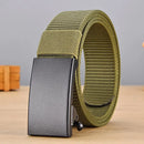 Men's Belt Automatic Metal Buckle Imitation Nylon Webbing Outdoor Work Belt Toothless Automatic Buckle Casual Sports Canvas Belt