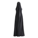 TRAFZA 2024 Female Elegant Slim Long Dresses Solid Sleeveless Backless Bow Decoration Zipper Summer Long Dress Woman Sexy Trendy