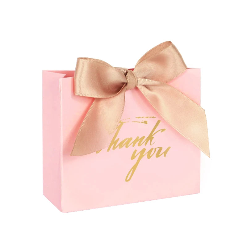 5/10pcs Thank You Candy Box With Ribbon Wedding Favors Chocolate Gift Box for guests Christmas Baby Shower Birthday Party Decor