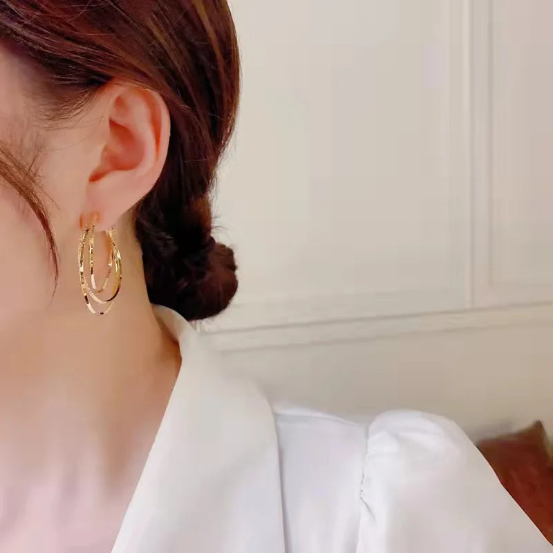 Jea. Angel 2022 New Trendy Simple Multiple Hoop Earrings For Woman Girls Geometric Irregular Fashion Earrings Party Jewelry