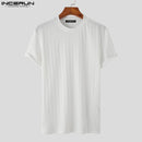 INCERUN Herren T-Shirt, einfarbig, Rundhalsausschnitt, kurze Ärmel, Sommer, Freizeit, Herren-Tops, Fitness, 2023, Streetwear, Mode, Camisetas S-5XL