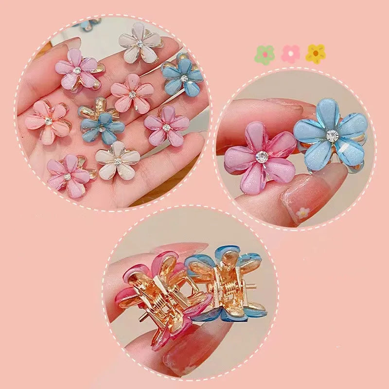 12PCS Flower Metal Barrettes Mini Clamps Hairpin Headdress Hair Styling Accessories Tool Women Girls Hair Clips