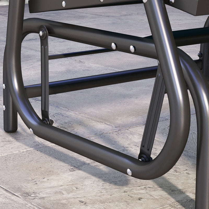 Outdoor Glider with Comfort Curved Armrests and Steel Frame, Blue