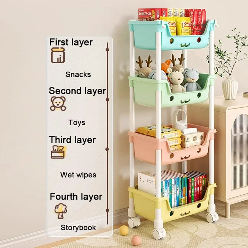 Toy Storage Trolley Bookshelf Snack Rack For Children Storage Organizer Bathroom Accessories Closet Organizer Kitchen Storage