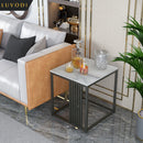Luxury White Square Marble Coffee Table, Modern Side & End Table for Living Room, Bedroom, Sofa Couch or Balcony