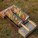 Stainless Steel Grill Basket with Wood Handle Scald Proof BBQ Rolling Grilling Basket Outdoor Camping BBQ Rack Grill Accessories