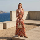 The Meridian Line | Colour-Block Halter Maxi Dress
