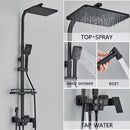 4-Function Button Digital Display Shower Faucet Set Chrome Rain Shower Column Constant Temperature Shower Wall Mounted