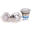 Metal Push Button Switch Waterproof Nickel Plated Brass Self-reset Momentary Locking Latching NO High/Flat Round 16mm IP67
