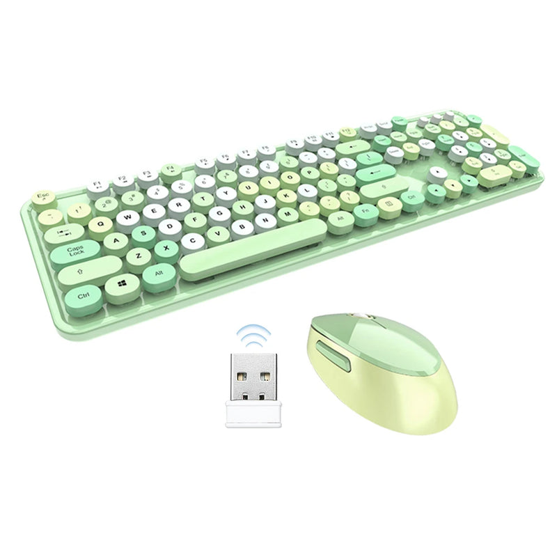 Mofii Sweet Keyboard Mouse Combo Mixed Color 2.4G Wireless Keyboard Mouse Set Circular Suspension Key Cap Keyboard for PC Laptop