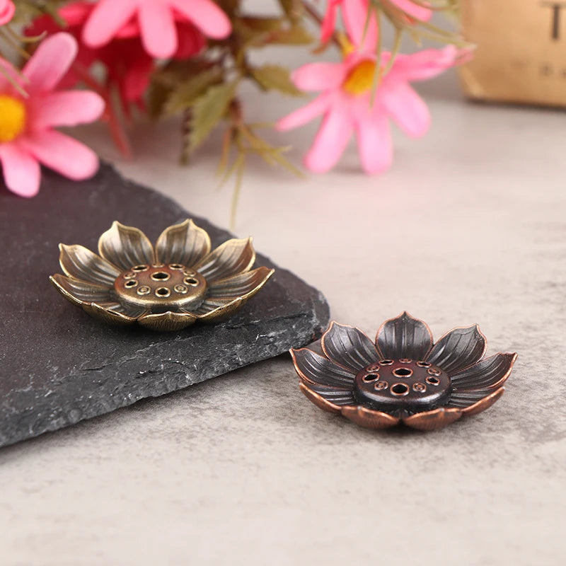 Buddhism Lotus Line Incense Holder Plate Alloy Incense Burner Temples Yoga Studios Home Decoration