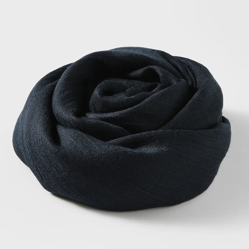 Solid Color Cotton Linen Scarf for Women Lady Literature Anti-sunburn Long Tassel Scarves Autumn Soft Gauze Wrap Shawls New