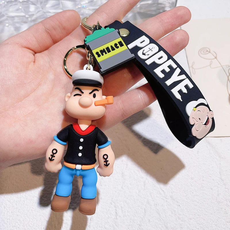 Anime Popeye Sailor Keychain Cartoon Figure Popeye Doll Pendant Key Chain Bag Car Keyring llaveros Jewelry Friends Gift