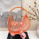 Fashion Half Moon Shoulder Bag For Women 2025 Summer Waterproof PVC Transparent Crossbody Bag 8 Colors Jelly Mobile Phone Purse