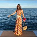 The Meridian Line | Colour-Block Halter Maxi Dress