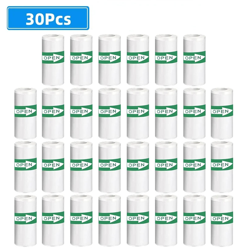 30 Rolls 57*25mm Thermal Paper White Sticker Camera Instant Print Kids Camera Printing Paper Replacement Accessories Parts