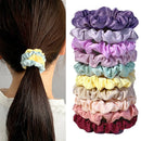 6/10Pcs/Set Seiden-Satin-Haargummis Einfarbige Haarbänder Mädchen Haar-Accessoires Pferdeschwanzhalter Kleine Haargummis Sommer-Gummiband