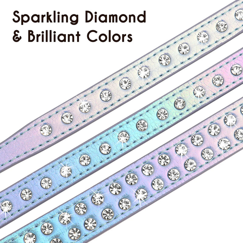 Rhinestone Dog Collar Shining Diamond Cat Dog Collars Crystal Glitter Puppy Pet Leather Necklace For Small Medium Dogs Chihuahua