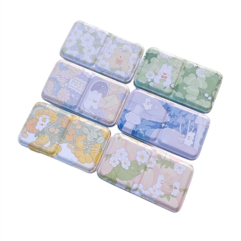 New Empty Watercolor Palette Tin Box Paint Storage Paint Tray Cartoon Rabbit Pattern Aquarela Paint Painting Art Supplies