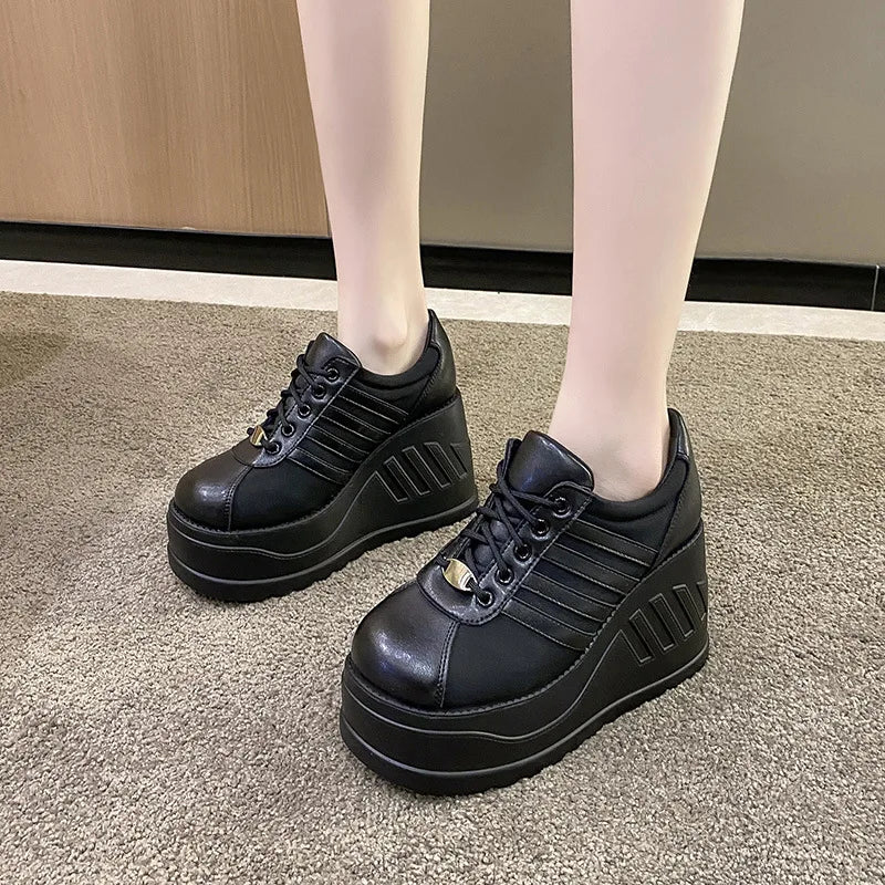 Zapatillas De Mujer Punk Style Platform Women Shoe New Vintage Japanese Slope Heel Casual Shoes College Sneakers Tenis Feminino