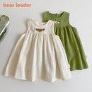 Bear Leader 2023 Neues Sommerkleid für Mädchen, lässig, mit Blumenstickerei, ärmelloses Westenkleid für 1-5 Jahre alte Kinder
