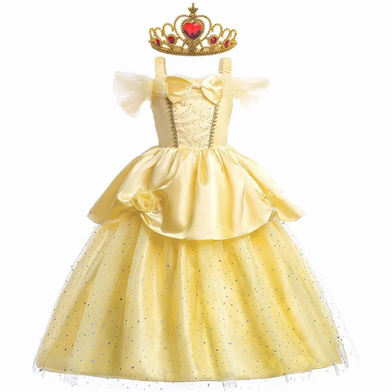 Girl Belle Princess Dress Kids Beauty and The Beast Costume Children Christmas Birthday Cosplay Elegant Party Dress 2-10 Years