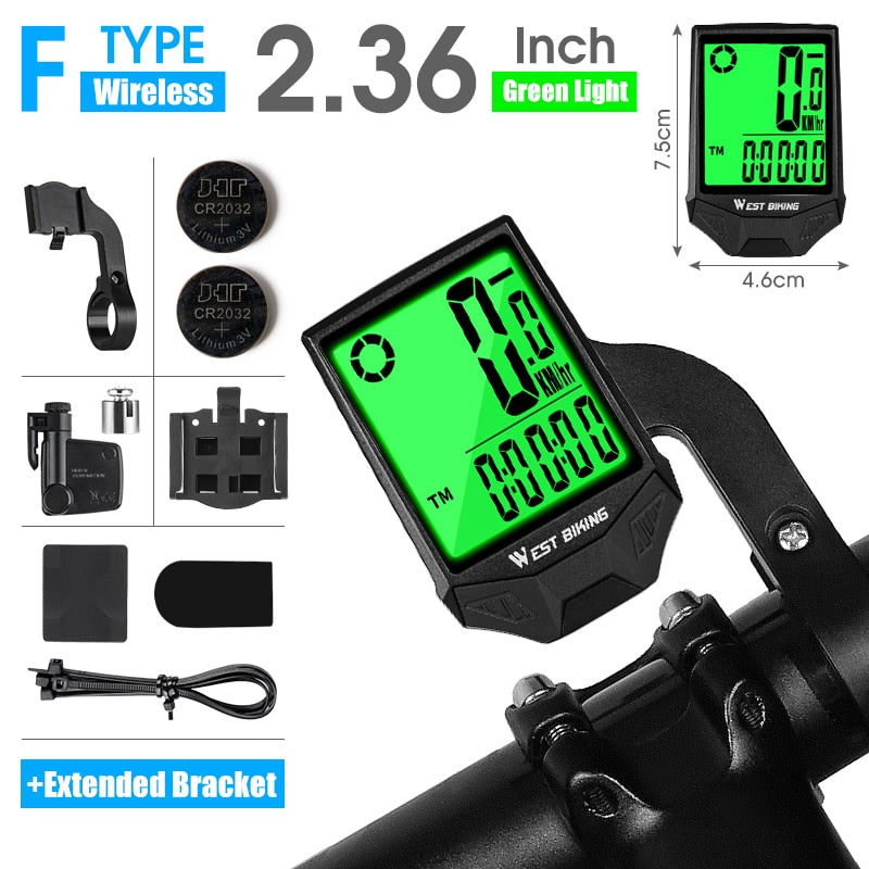 WEST BIKING Wireless Bicycle Computer Backlight Waterproof Cycling Speedometer Mechanical Magnet Speed Sensor Bike Odometer