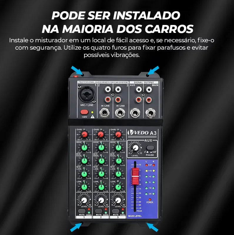 VEDO 3-Channel Professional Portable Sound Mixer Console Computer Input 48v Power Model Number Certification Origin Mixing A3
