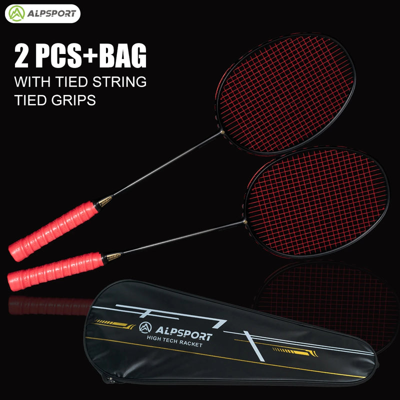 Alpsport XHP 2PCS Max 30LBS 6U 75g 100% legal original badminton racket Ultra-light full carbon fiber Badminton racket andbag