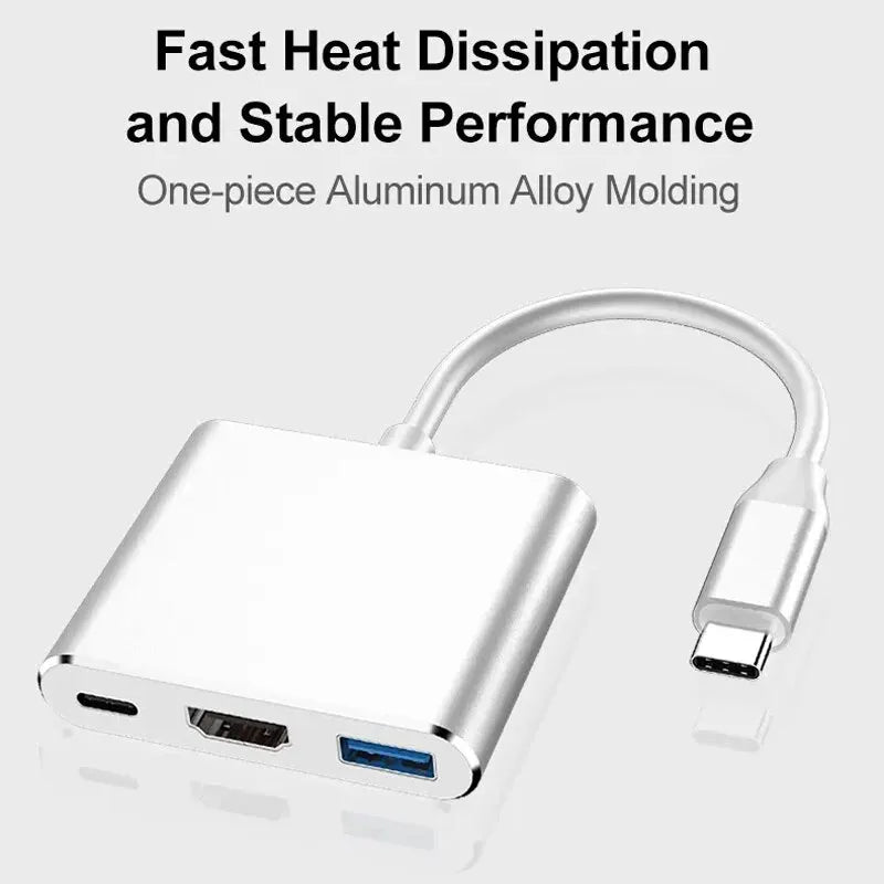 New 3-in-1 USB C Hub with 100W Power Delivery,USB 3.0/4K HDMI for MacBook,Surface/Chrome/Steam Deck,Stable Driver Smart Adapter