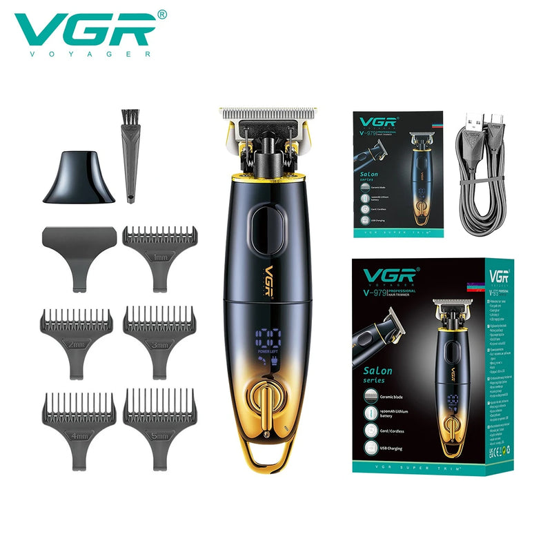 VGR Hair Cutting Machine Cordless Hair Trimmer Professional Barber Hair Clipper Digital Display Haircut Trimmer for Men V-979