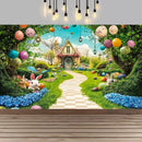 Easter Happy Theme Party Decoration Backdrop Spring Grass Flowers Rabbit Easter Egg Party Supplies Decorations Banner Gift