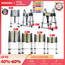 DayPlus 2.6M-5M Telescopic Ladder Sturdy Aluminum Telescoping Extension Ladder 330lb Max Load EN131 for Household Outdoor Work