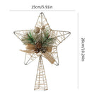 Christmas Tree Top Hat Alloy Hollow Out Star Christmas Tree Topper Pineapple Bow Decoration Tree Top