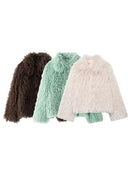 HH Winter Female Trendy Elegant Fur Coats Casual Solid Long Sleeves Turn Down Collar 3 Colors Autumn Warm Chic Jackets