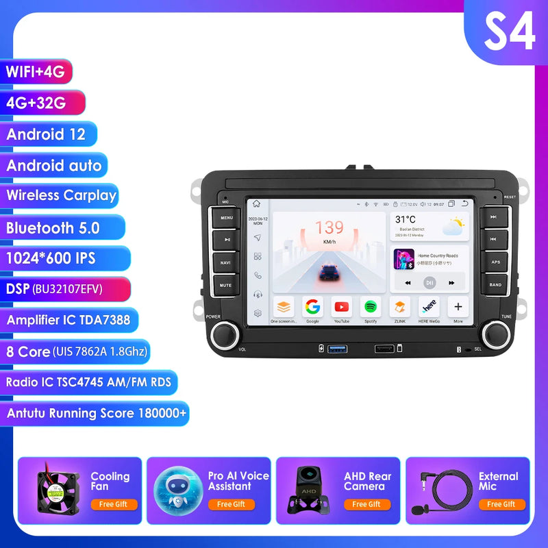 GPS Android 14 Auto Radio for Volkswagen VW Passat B6 B7 T5 Tiguan Touran GOLF POLO Carplay 4G Car Multimedia GPS 2din Autoradio