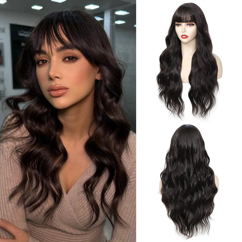 Body Wave Human Hair 30 Inche Wigs With Bangs 3x1 Full Machine Made Human Hair Wigs For Women Natural Color 200% Density