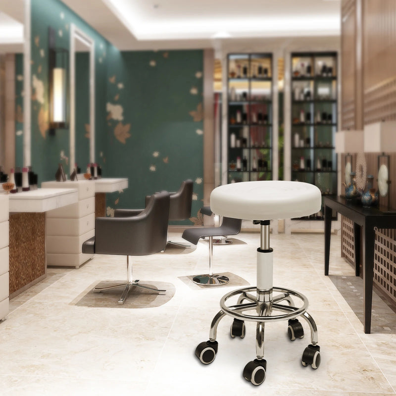 Adjustable Salon Chair with 360° Swivel Wheels 44-57cm Height Adjustable Hydraulic Rolling Rotating Stool for Home/Office/Bar