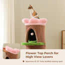 Large Cat Tree with 4 Spacious Condos Thick Scratching Post Flower Top Bed Tall Cat Tower for Indoor Luxury Cat House Bed Toys