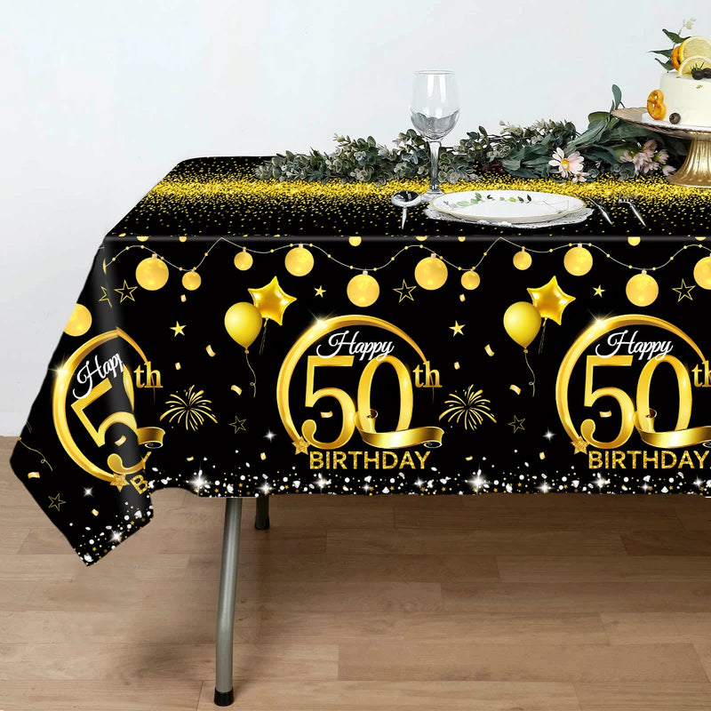 Gold Black Birthday Table Cloth 18 30 40 50 Years Old Birthday Decoration Birthday Party Supplies Gold Glitter Tablecloth Decor