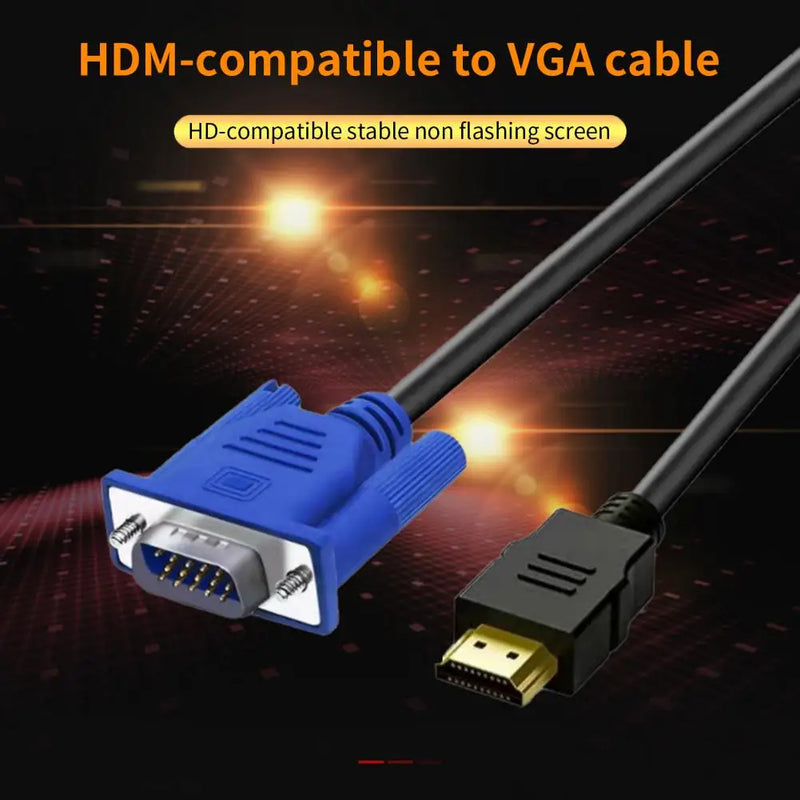 HDMI-compatible to VGA Cable Reliable Anti-interference Golden Plated HDMI-compatible Male to VGA Male Adapter for Desktop