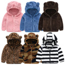 Children Clothing Coat for Girls Boys Solid Color Plush Cute Ear Hooded Jacket Autumn Winter Warm Cotton Christmas Kid Outerwear