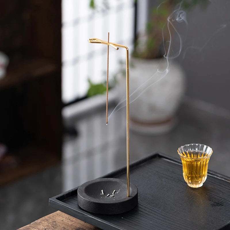 Incense Holder Upside Down Wood Incense Stick Holder With Iron Sticks Burner Stand Ash Catcher Teahouse Accessories Home Decor