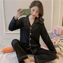 2023 Silk Satin Pajamas Set Woman Printed Long Sleeve Sleepwear Pijamas Suit Female Homewear Two Piece Loungewear Pjs Plus Size