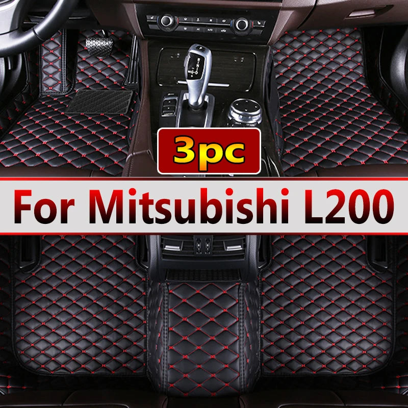 Custom Made Leather Car Floor Mats For Mitsubishi L200 Triton 2016 2017 2018 2019 2020 2021 Carpets Rugs Foot Pads Accessories